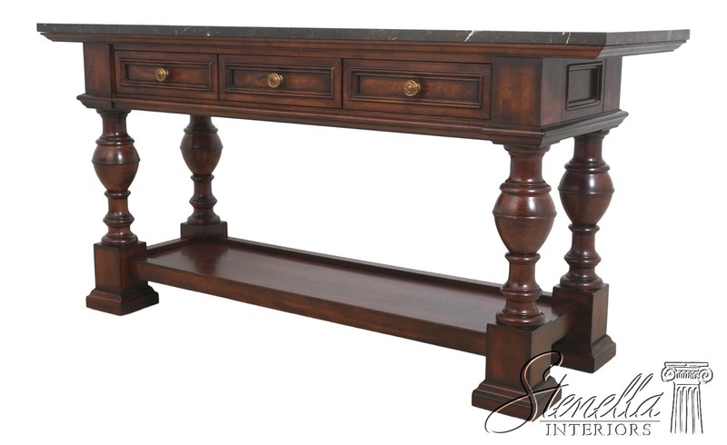 72314: HENREDON 3 Drawer 2 Tier Marble Top Console Table