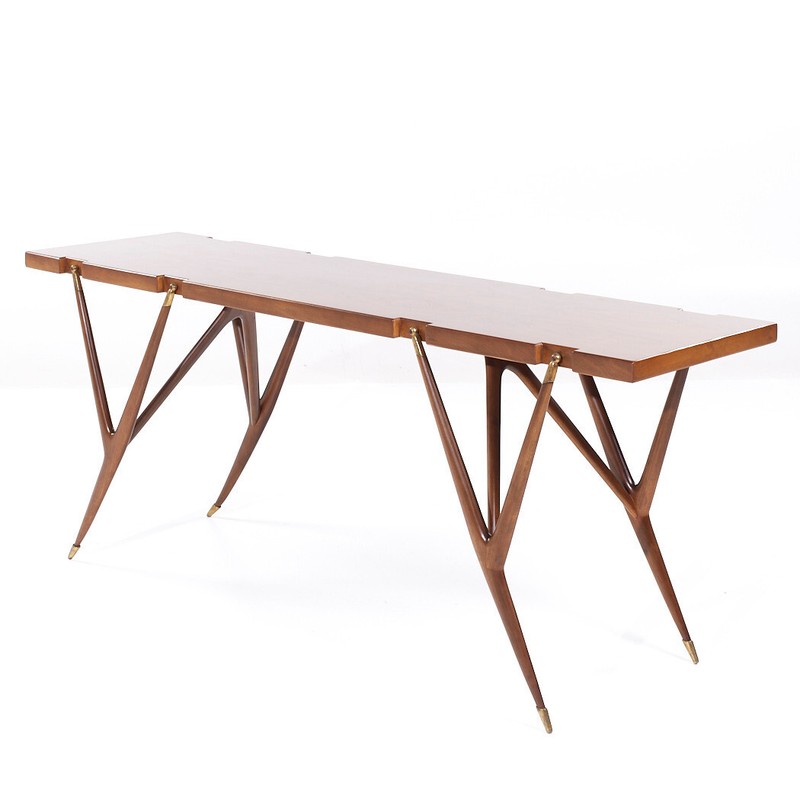 Ico Parisi for Singer and Sons Mid Century Walnut and Brass Console Table gallery