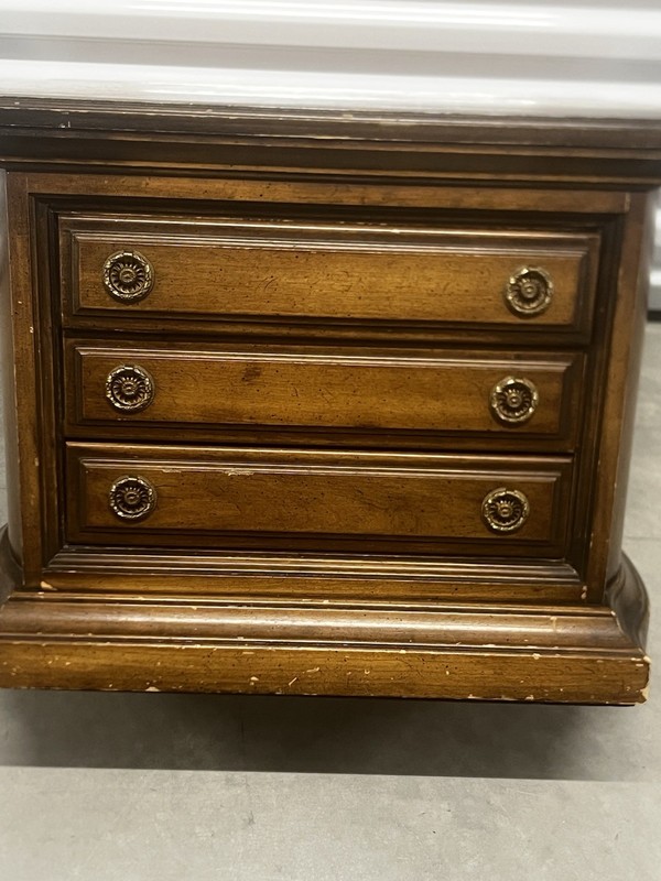 Brandt Side Table, Nightstand, Three Drawer Unique Rare Imperfections Free Ship