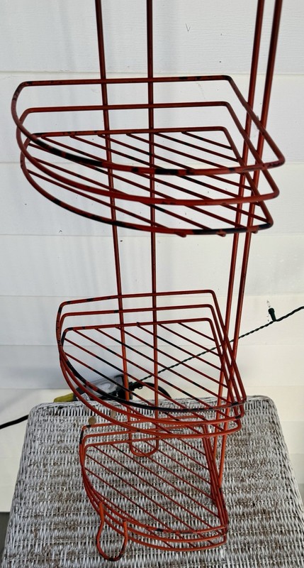 Vintage Wire Rack Metal Plant Stand Table Atomic ORANGE gallery