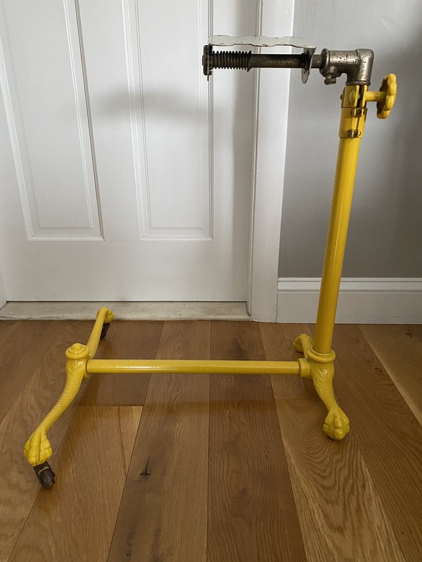 19TH C ANTIQUE VICTORIAN DRAFTING TABLE CAST IRON INDUSTRIAL BASE RARE YELLOW