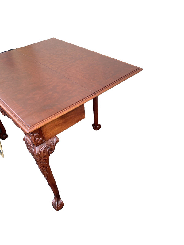 64531 Banded Mahogany Ball And Claw Foot Carved Flip Top Game ? Dining Table gallery
