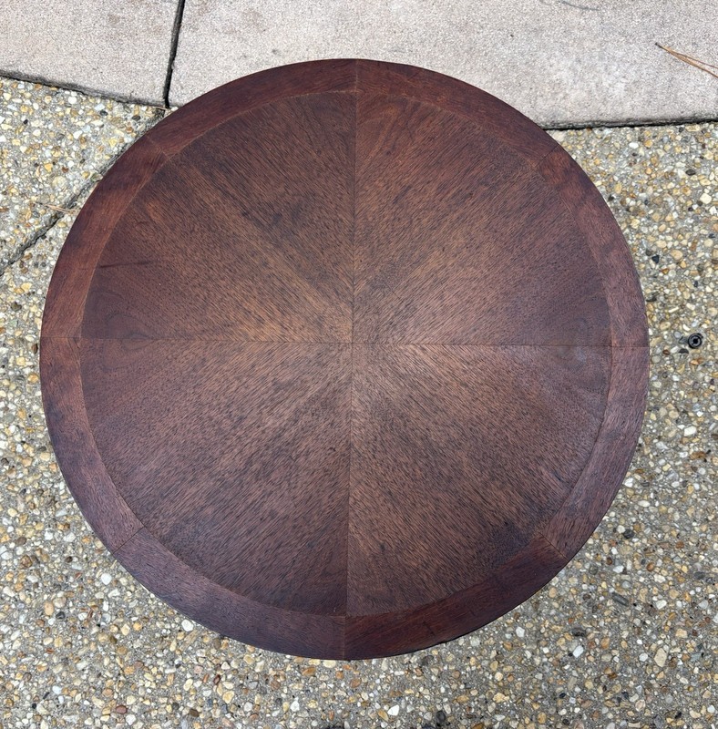 Vintage MCM Mid Century Modern Lane Rhythm Round Drum Side Table 21” gallery