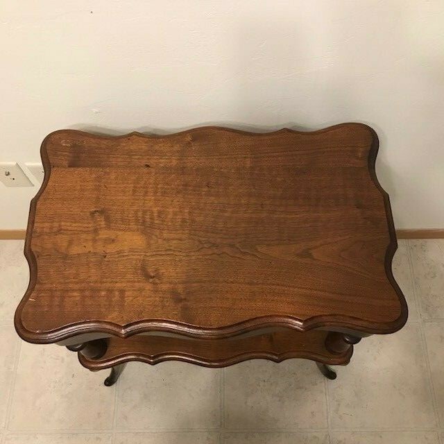 Antique Mahogany Flip-Top Game Table Two Tier with Louis XV Turned Legs gallery