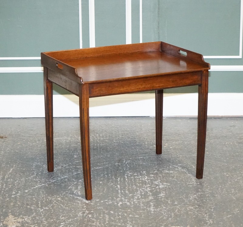 ANTIQUE BUTLERS SERVING TRAY ON STAND MAHOGANY VICTORIAN 19TH CENTURY gallery