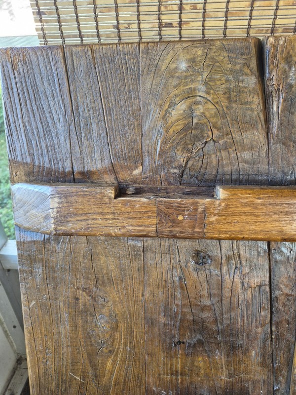 Ancient teakwood,Heavy Solid Coffee Table with Root Legs & Weathered Plank Top gallery