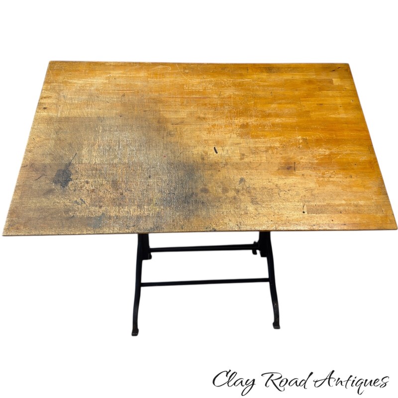 Antique cast iron drafting table architect dining industrial Dietzgen 1900 draw gallery