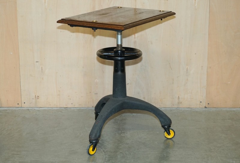 VINTAGE HAMBLIN LONDON LTD HEIGHT ADJUSTABLE OPTICIANS TABLE ON WHEELS gallery