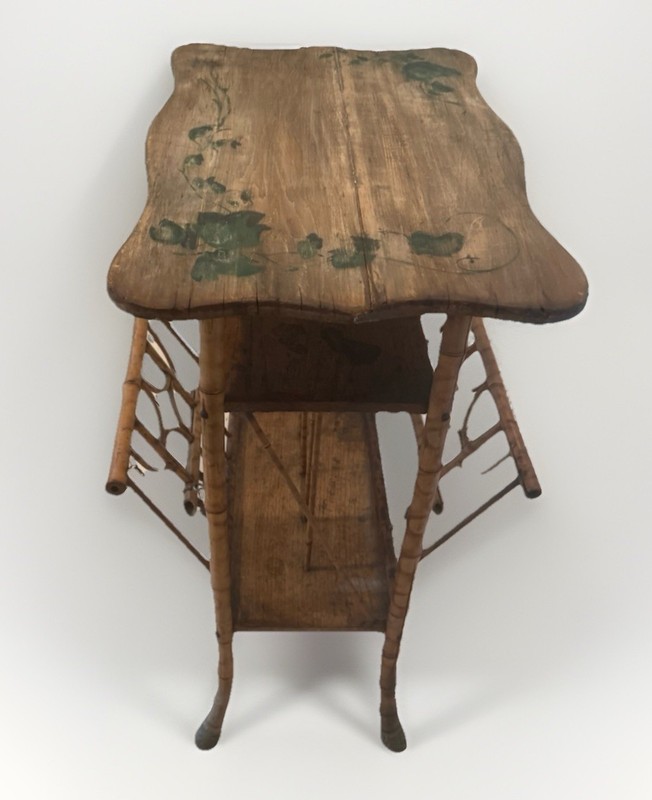 Victorian Burnt Bamboo & Cane Magazine/Accent Table 29 x 26 x 14” gallery