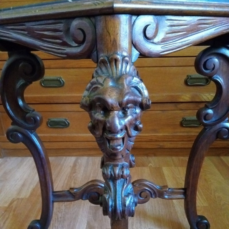 Antique Rococo Revival console/parlor table early 19thcent,blk marbel pristine
