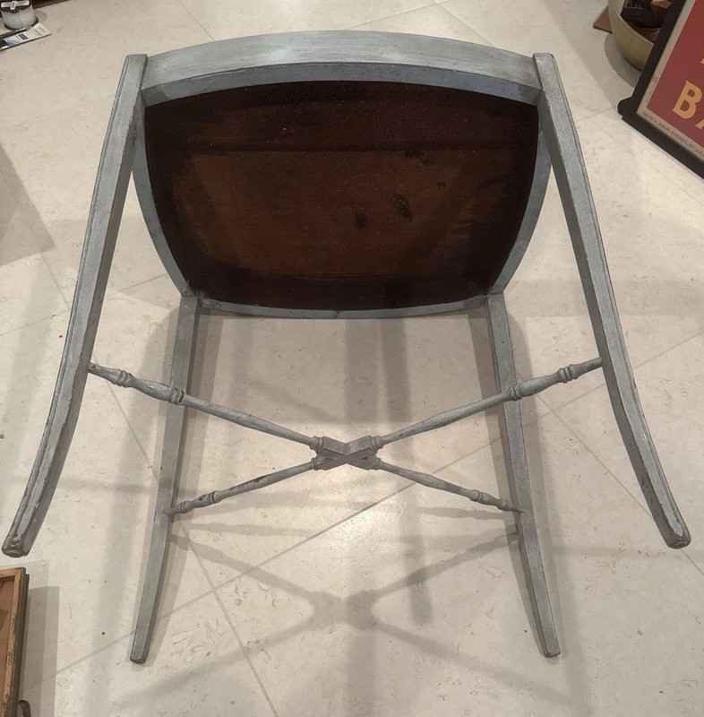 French Directoire Style Wood Period Side Table Distress Faux Paint 18 x 23 x 26h gallery