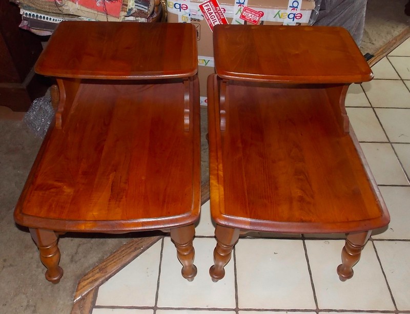 Pair of Maple Mid Century Step End Tables / Side Tables (SET-16)