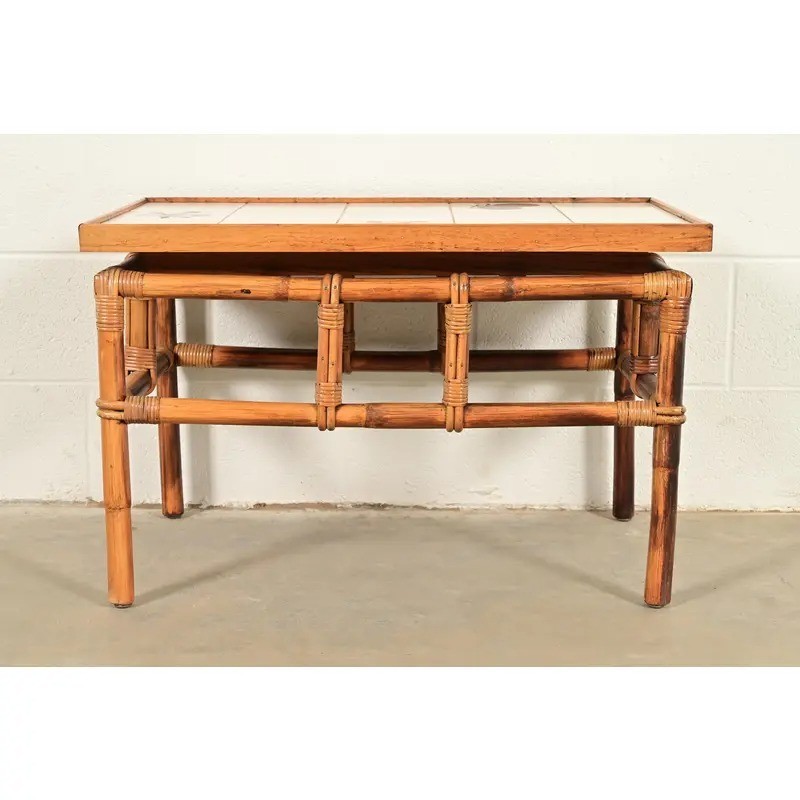 John Wisner Mid-Century Hollywood Regency Tile Top Side Table, 1950s gallery