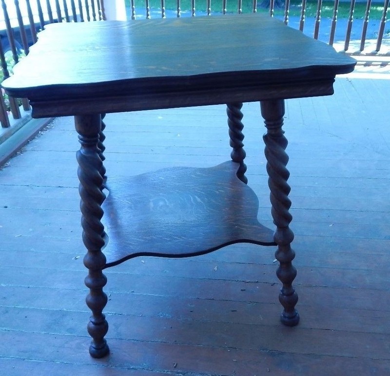 1920's Square Oak Table Twisted Legs 26"Square 29 1/4" Tall