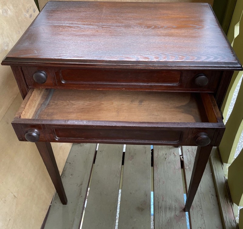 Antique Wood Table 2 Drawer Night Stand End Table 29” T X 22” W X 15.5” Deep gallery