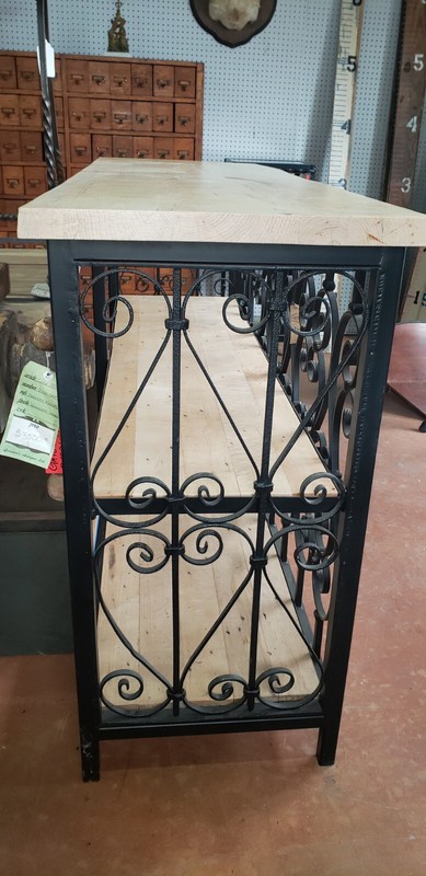 Custom Made Wrought Iron & Wood Console Table with 3 Shelves GS00408 gallery