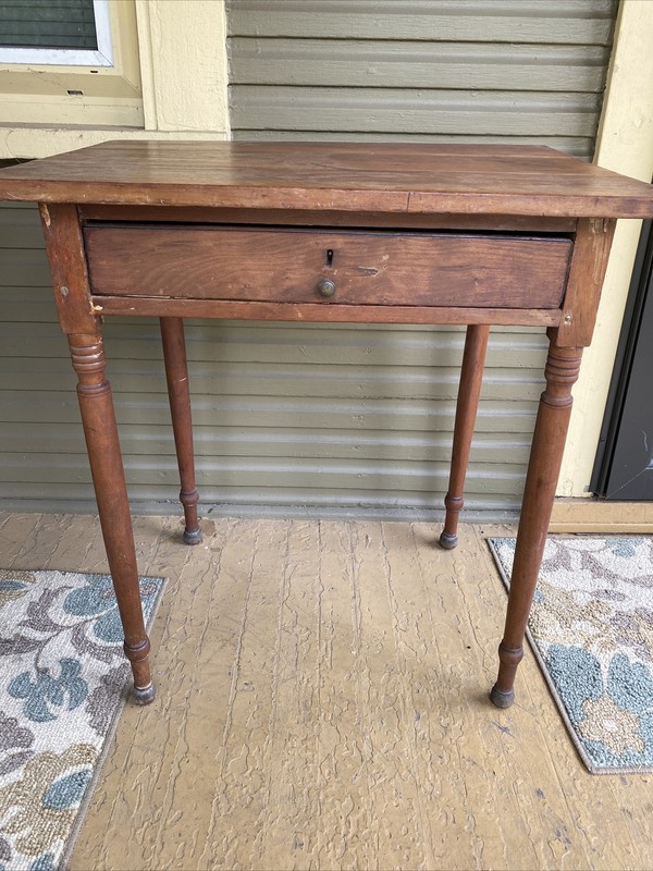 Antique Walnut Stand Table One Drawer