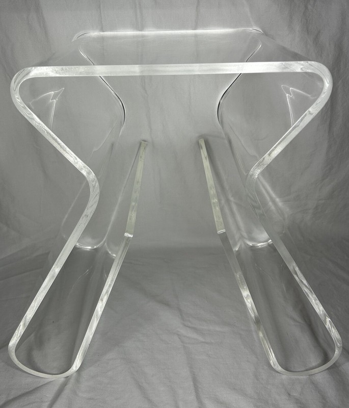 Vintage Mid Century MCM Lucite Accent Side Table Magazine Book Holder Acrylic