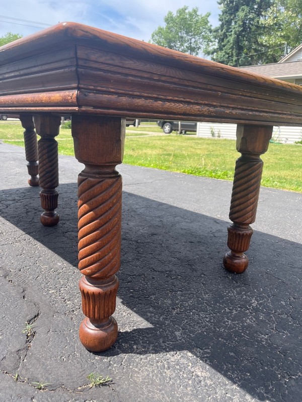 Vintage 1900s Solid Oak Farmhouse Large Extension Dining Table Jacobean English gallery