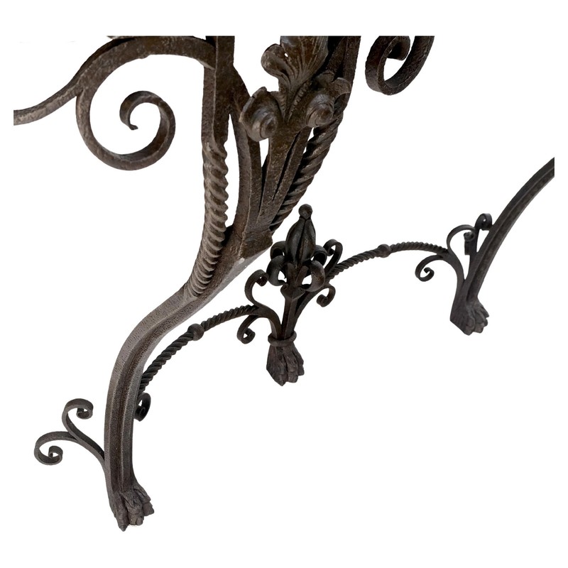 Large Heavy Wall Wrought Iron Base Marble Top Console Hall Entry Table MINT! gallery