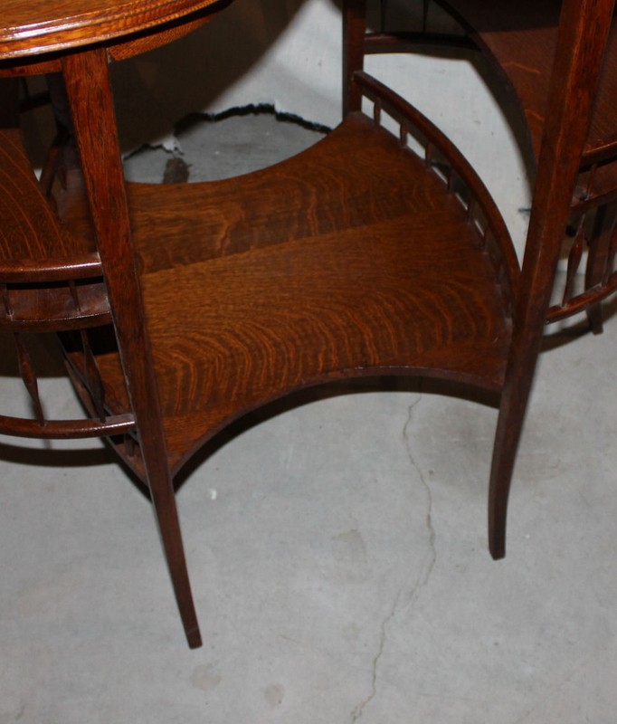 Antique Fancy Oak Lamp or Small Table gallery