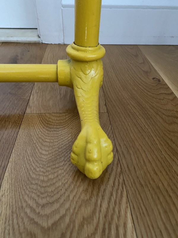 19TH C ANTIQUE VICTORIAN DRAFTING TABLE CAST IRON INDUSTRIAL BASE RARE YELLOW gallery