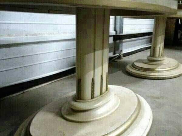 Walnut Wood Shabby Chic Oval Stands Pedestal Vtg End Tables Rapids Furniture Co gallery