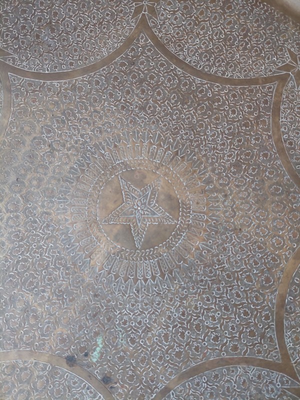 HUGE Vintage Brass Coffee Table Tray, Wall Decor, 38” ROUND, Lovely Patina gallery