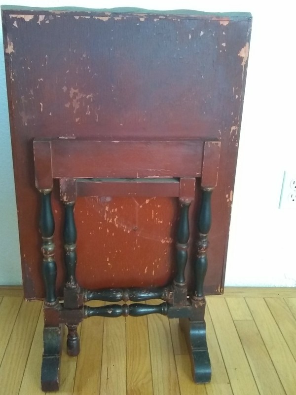 SHABBY FRENCH ANTIQUE GATE LEG HAND PAINTED SIDE TABLE BLUE BIRD gallery