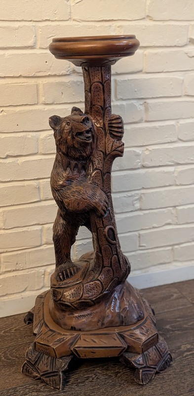 Antique Black Forest Bear Side Table Stand Card Holder 31″ Tall