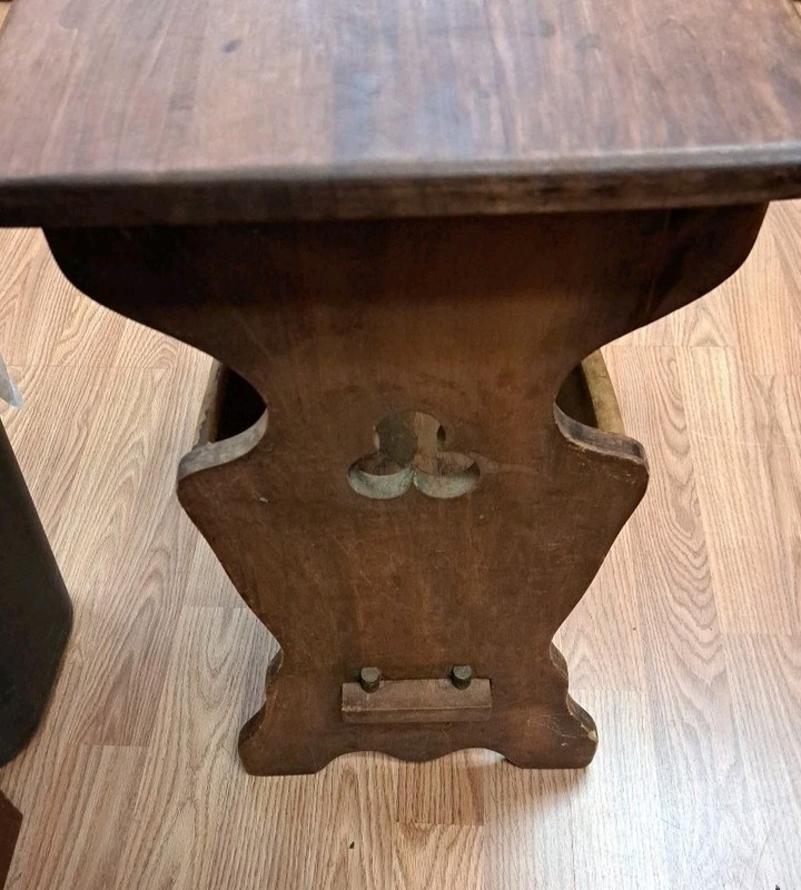 Vintage Arts and Crafts Solid Oak Side Table With Magazine Rack gallery
