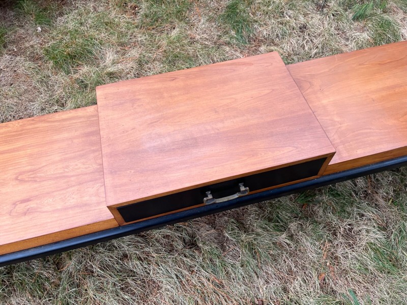 Vintage 60s MCM Long Coffee Table Entertainment Center TV Stand Asian James Mont gallery