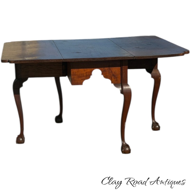 Antique Walnut Chippendale dining table 18th style ball & claw gate leg gallery