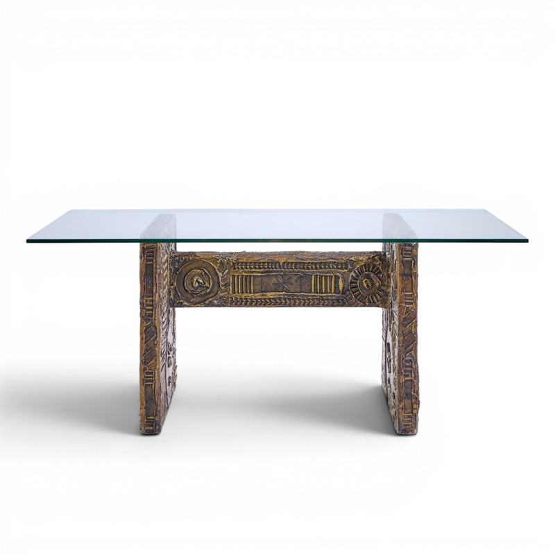 Adrian Pearsall for Craft Associates Midcentury Brutalist Glass Top Dining Table gallery