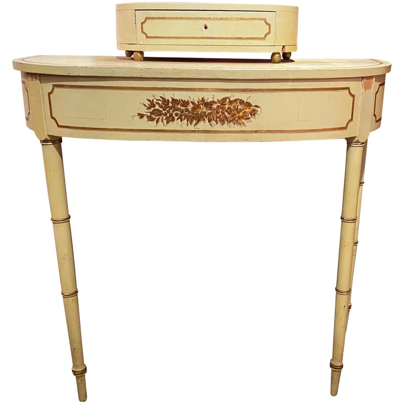 Federal Period Fancy Painted Demilune Dressing Table, Possibly Baltimore Origin