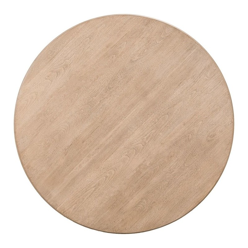 Living Room Round Cocktail Table Center Trestle - Barley Buff Birch Wood gallery
