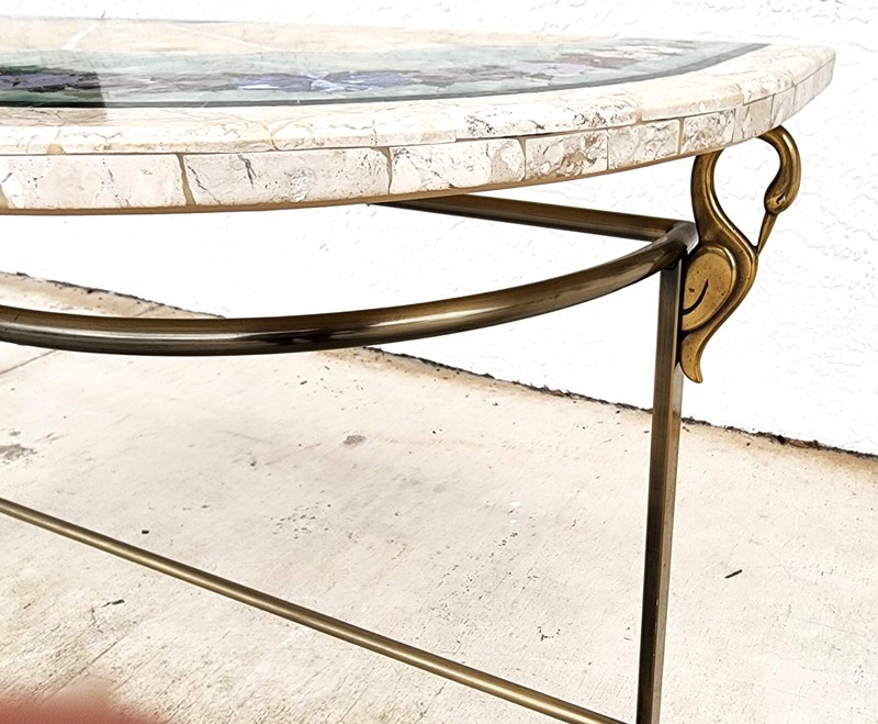 Regency Console Table Brass Swans Inlaid Onyx gallery