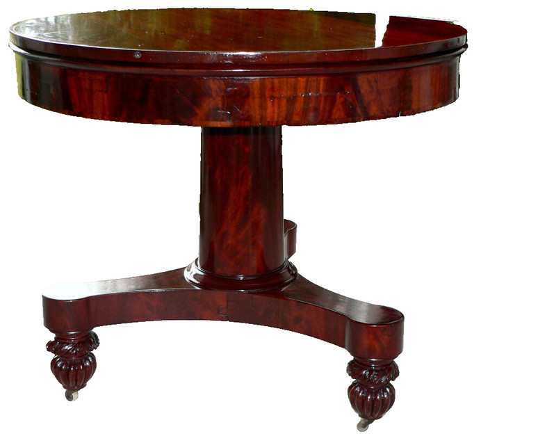 Center TABLE, Foyer, Classical Empire, Mahogany, Rswd Band Inlay, 35" dia, c1830 gallery