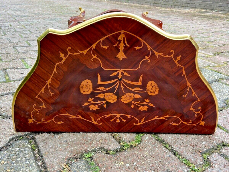 Night Stands Commodes Pair French Louis XVI Mahogany Inlay Vintage Set of 2. gallery