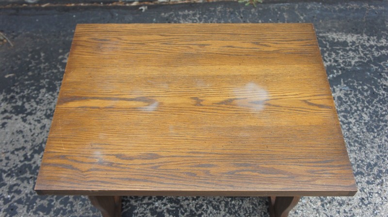 Vintage Spanish Baroque Trestle Stain Dark Oak Side End Table Bench gallery