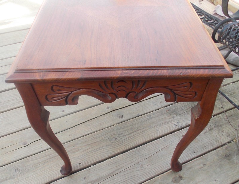 Carved Walnut Coffee Table with Glass Serving Tray (RP-CT-155) gallery