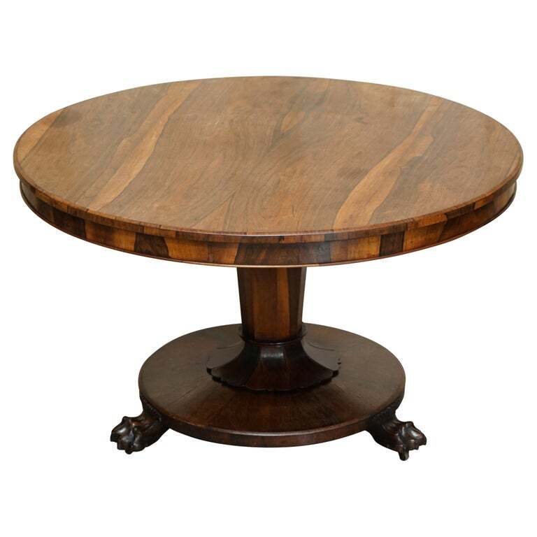 WILLIAM IV CIRCA 1830 ANTIQUE ROSEWOOD LIONS HAIRY PAW CENTRE OCCASIONAL TABLE