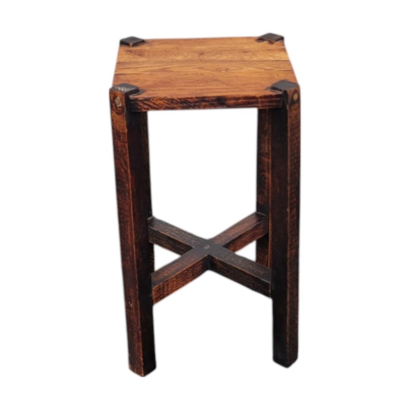 Early 20th C Arts & Crafts Mission Tiger Oak Side Table – Square Top