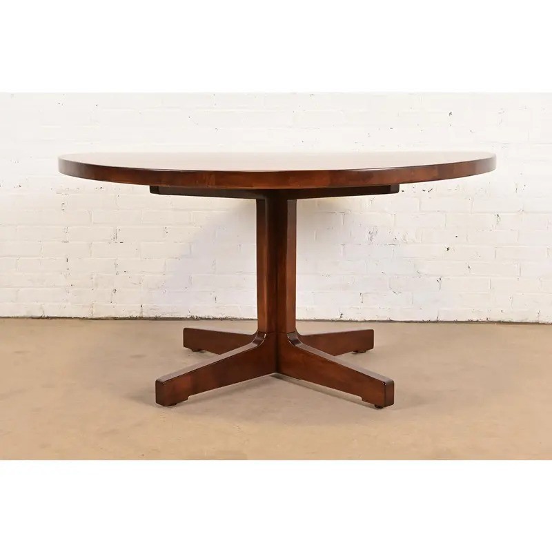 Harvey Probber Mid-Century Modern Walnut Pedestal Dining Table, Newly Refinished gallery