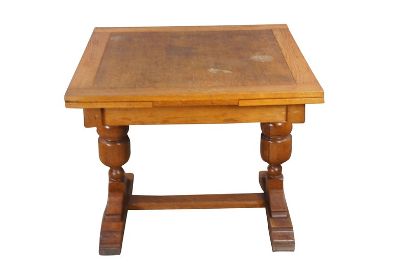 Antique Jacob Summer & Sons Elizabethan Jacobean English Oak Draw Leaf Table