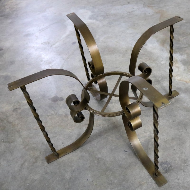 ON SALEHollywood Regency Wrought Iron Dining Table Octagon Gilt Wood & Glass Top gallery