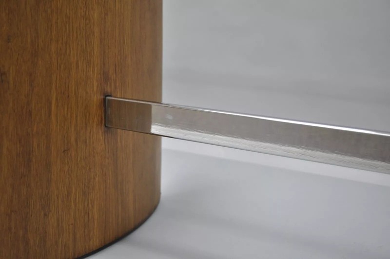 Vladimir Kagan Selig Danish Modern Walnut Chrome Glass Propeller Coffee Table gallery