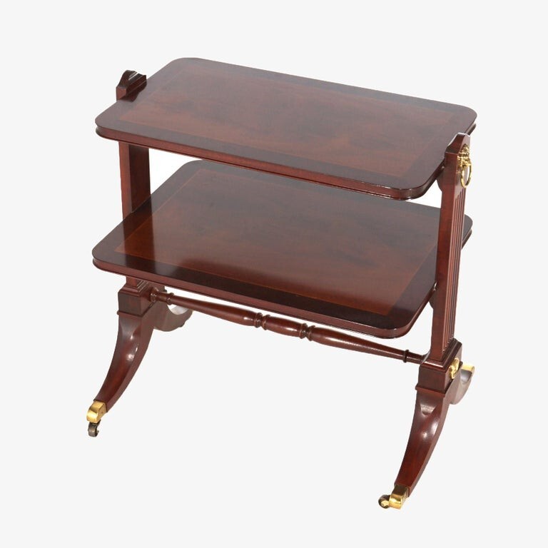 Baker Regency Style Mahogany & Brass Two-Tiered Server Signed 20thC gallery