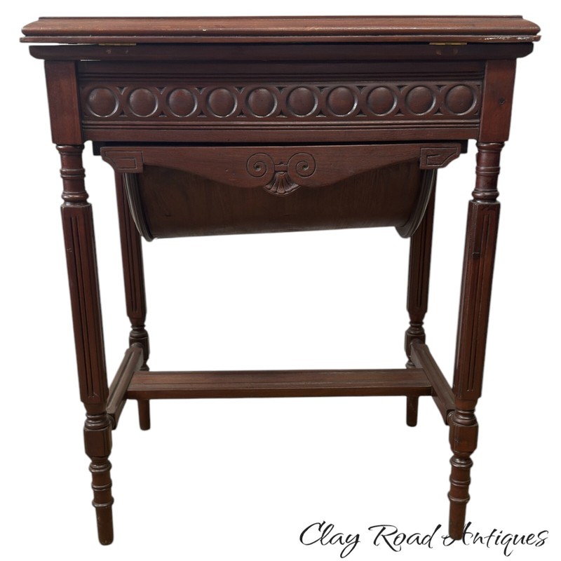 antique mahogany aesthetic period victorian eastlake sewing stand table project gallery