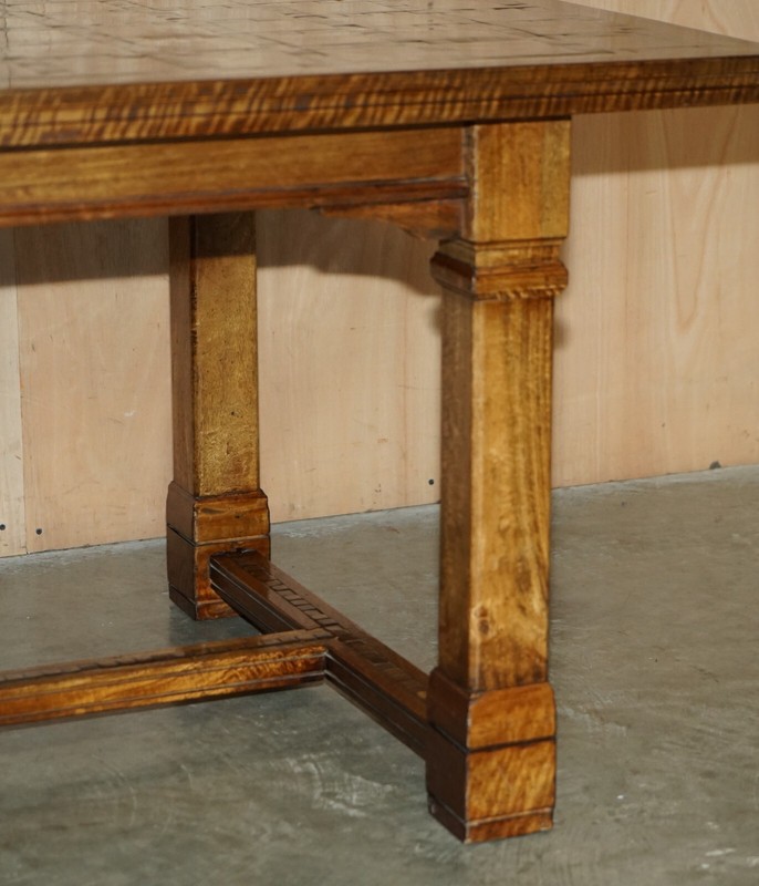 EXQUISITE VINTAGE OYSTER VENEER & PARQUETRY INLAID REFECTORY DINING TABLE gallery